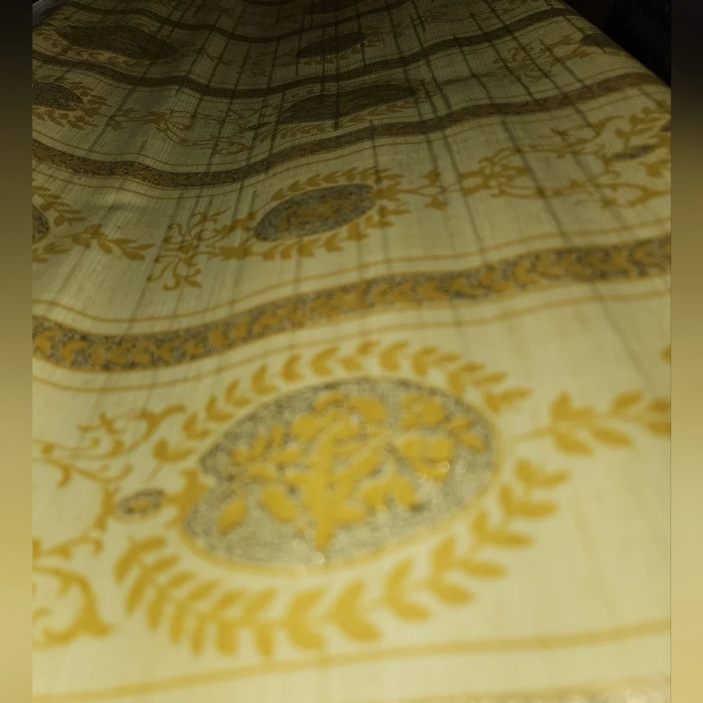 Vintage 1960s 1970s Royal Yellow Damask Victorian Wall Paper Roll